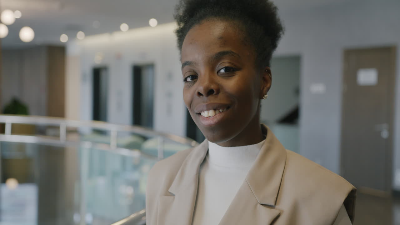 Business Woman in Office Corridor