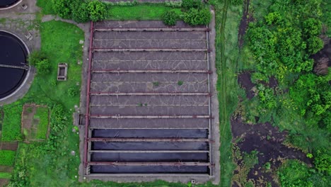 aerial view to sewage treatment plant