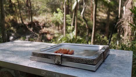 Sausage on electric grill camping Australia