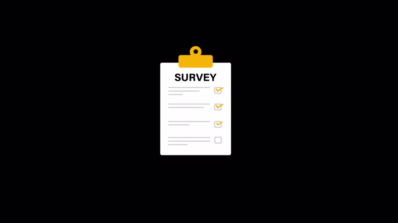 Animated Clipboard with Survey Form and Checkboxes Being Marked