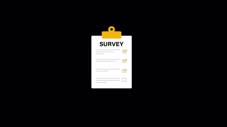 Animated Clipboard with Survey Form and Checkboxes Being Marked