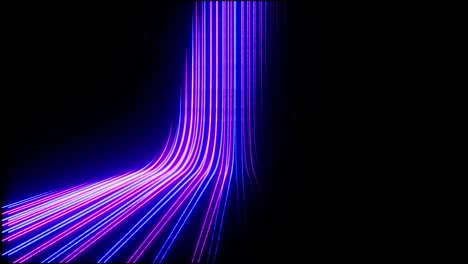 animación 3d, fondo negro abstracto con líneas de neón azul rosado suben y desaparecen