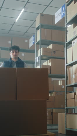 warehouse worker scanning boxes