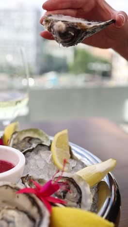 oysters with a glass of white wine