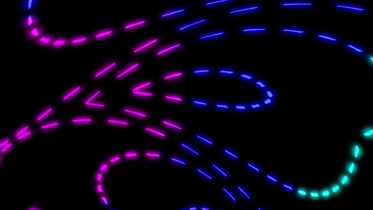 파란색 대시 라인 모션 배경, 추상적인 다채로운 네온 반이는 기하학적 대시