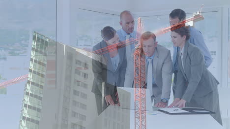 animación del sitio de construcción sobre personas de negocios hablando en la oficina