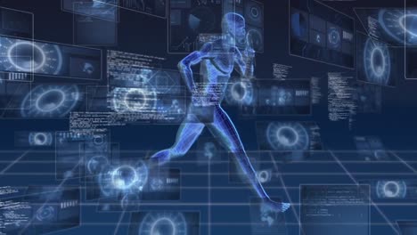 animation of data processing over human body running