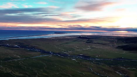 beautiful sunset colors over oraefi, south iceland -aerial