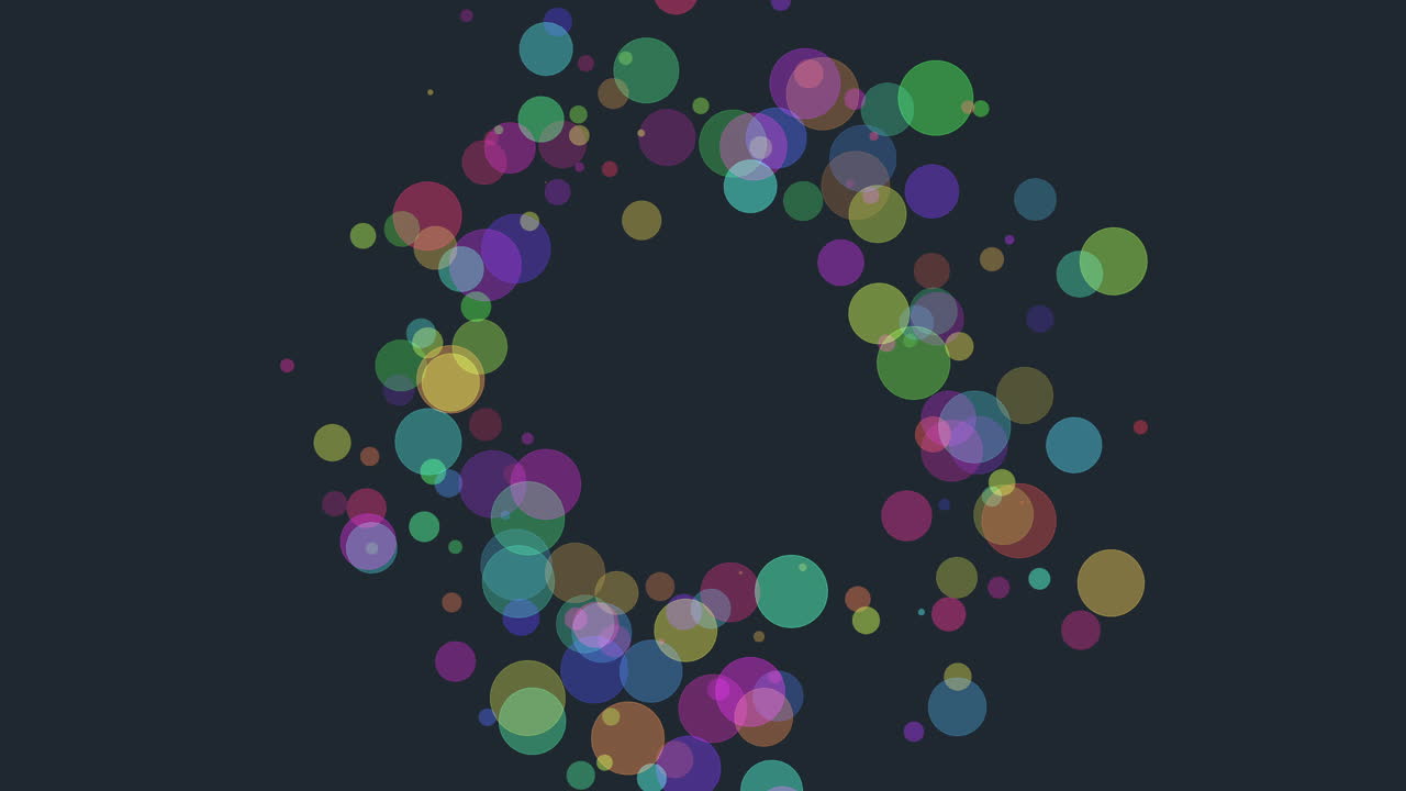 검은 은하계에서 무지개 led 빛으로 화려한 색종이 조각을 움직입니다.