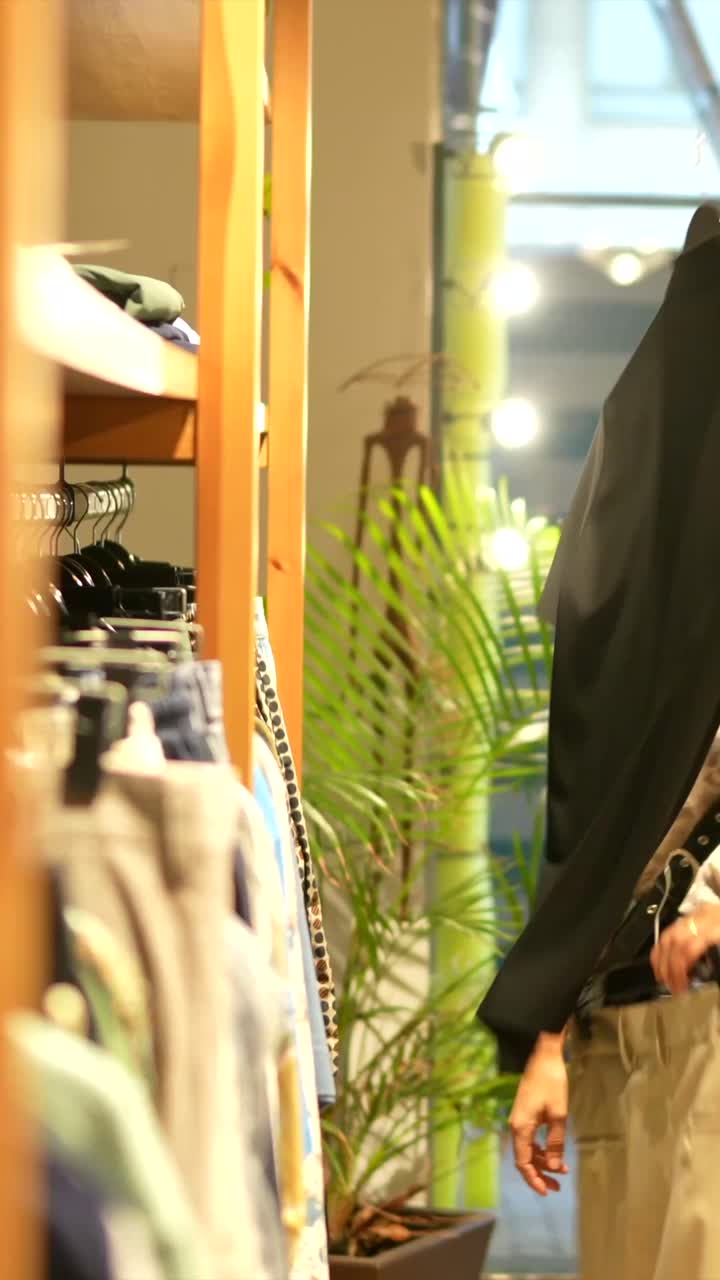 A woman shops for clothing