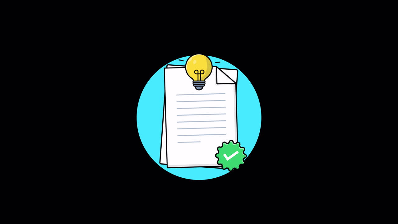 Animated Document with Lightbulb and Checkmark for Idea and Success