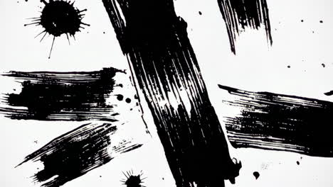 abstract black paint strokes and splatters on white background
