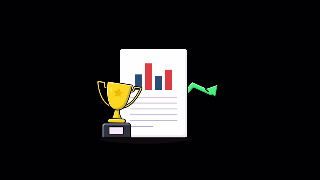 Animated Business Report with Trophy and Growth Arrow