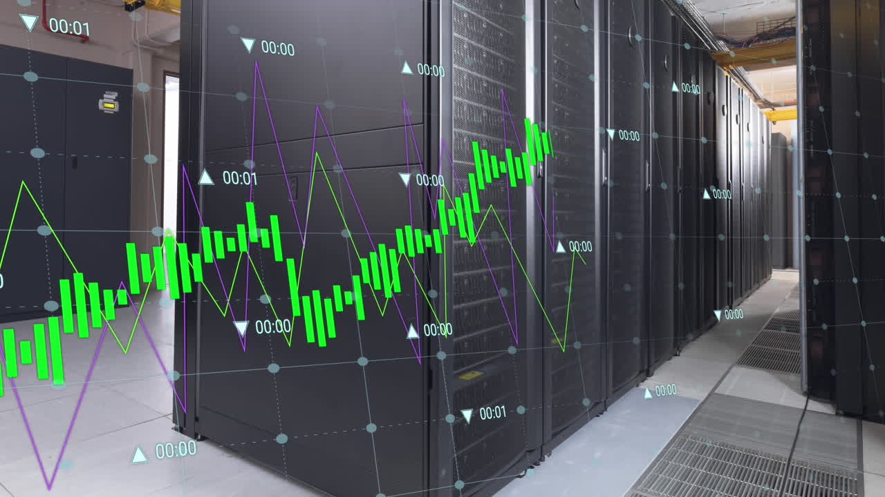 Animazione dell'elaborazione dati su server di computer