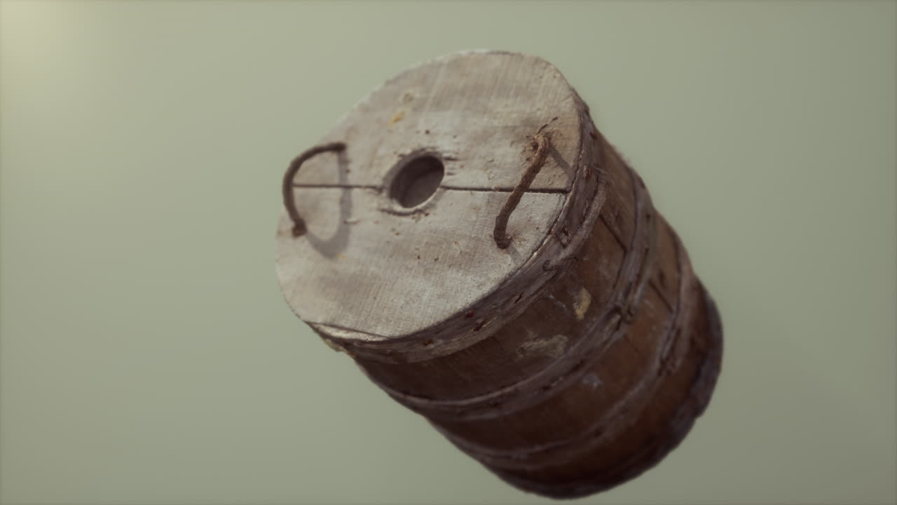 viejo cubo de madera oxidado usado