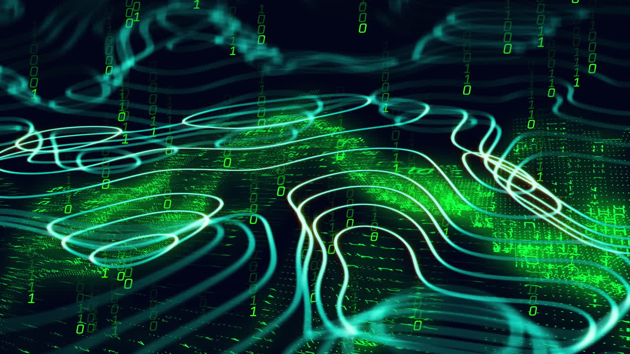 animación del procesamiento de datos de codificación binaria a través de una red de conexiones