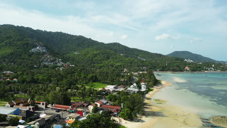 drone fly above travel destination in south east asia maret, ko samui district, surat thani, thailand