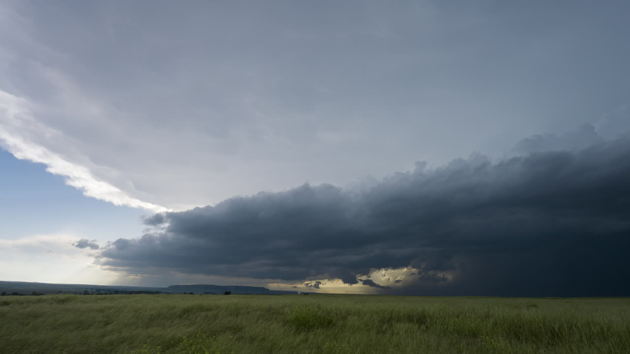 Grasses Blow In Stormy Winds As Dark Storm Clouds Threaten