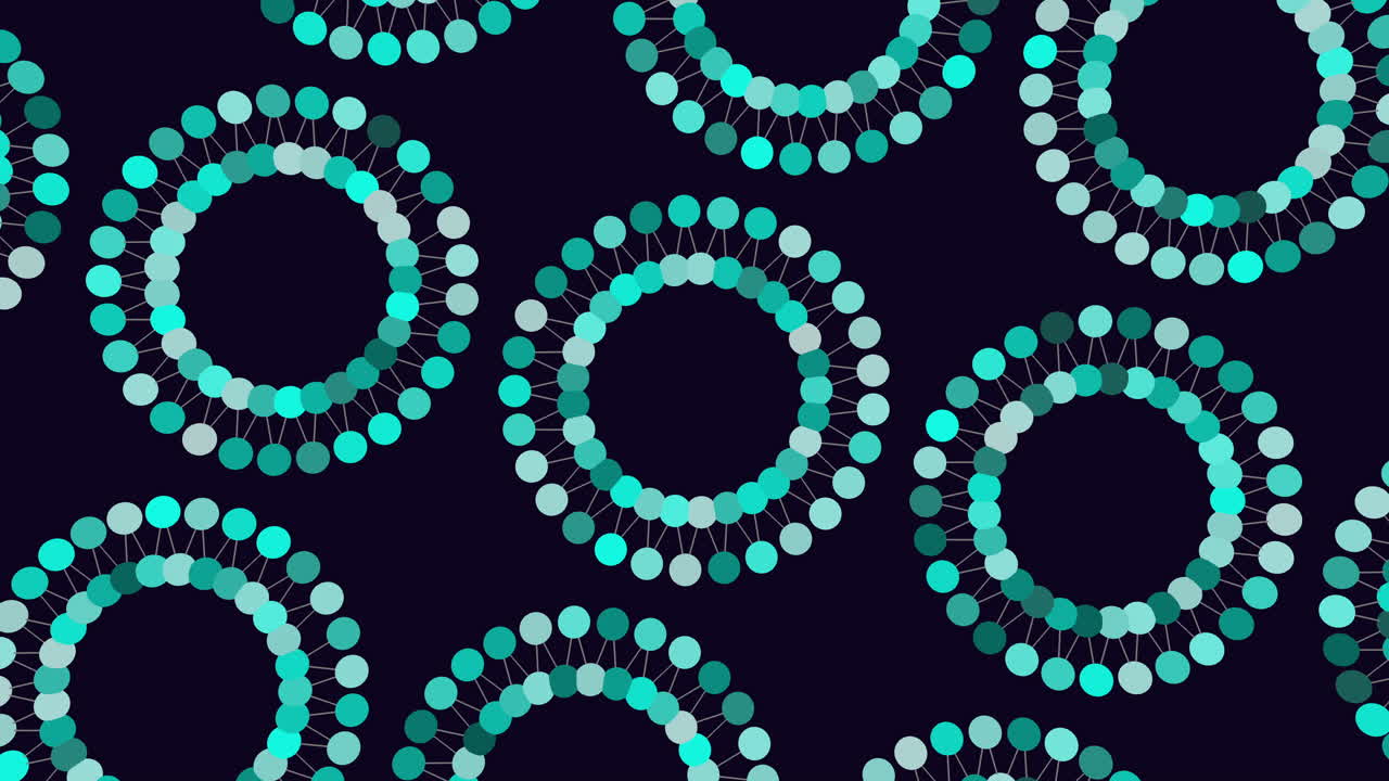 Vibrant circles in assorted sizes and shades of red form an intricate pattern on a dark backdrop. The design is visually captivating and versatile for different creative applications