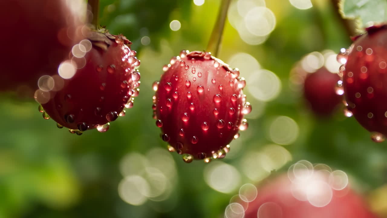 Red Berries with Water Droplets