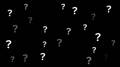 fondo de signos de interrogación, animación de bucle sin fisuras con canal alfa