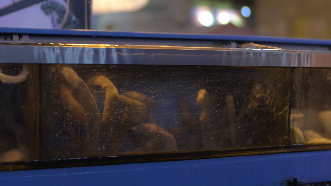 Spoon worms in the water tank of sea food store