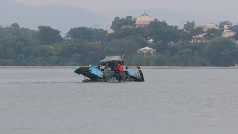 ship purifies water and collects trash and algae from the water. udaipur , also known as the city of lakes, is a city in the state of rajasthan in india.