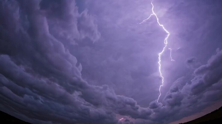 Intense Lightning Strikes During a Nighttime Thunderstorm