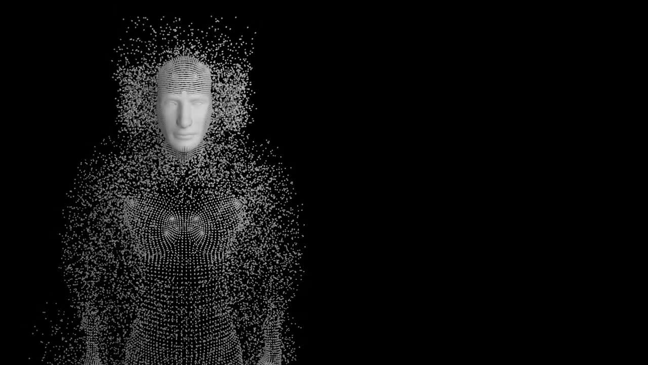 Human body on black background