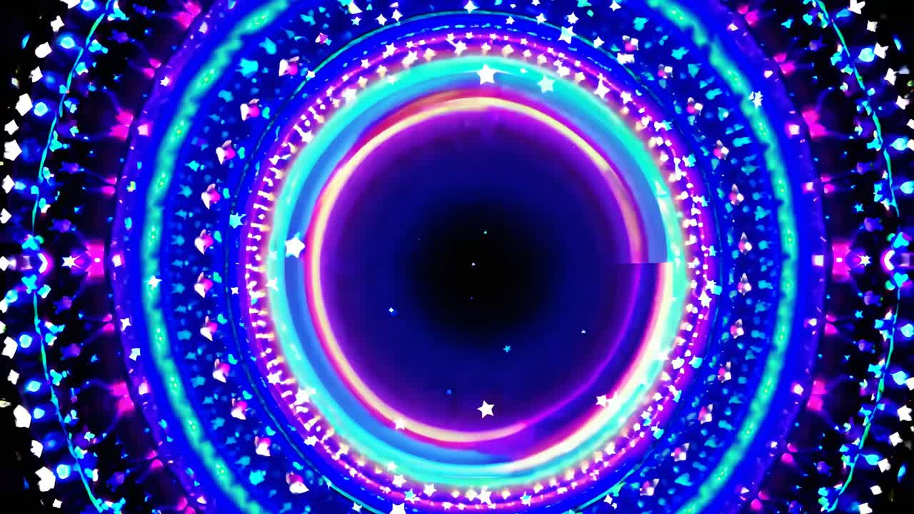 별이 있는 추상적인 네온 반지