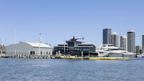 helicopter departs from marina helipad in gold coast