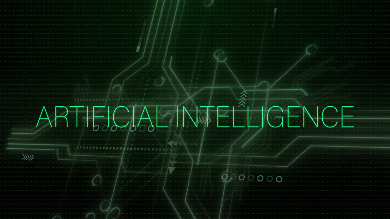 Animation of artificial intelligence text over data processing