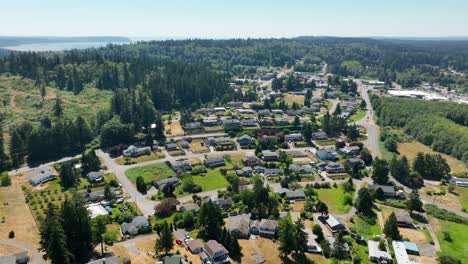 aerial establishing shot of freeland neighborhoods on whidbey island