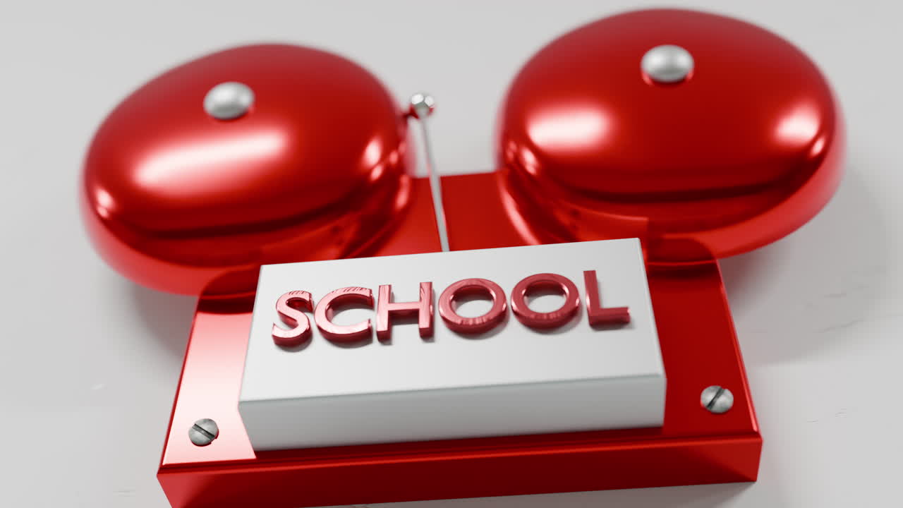School Ringing Red Two Bell On The Wall For The Beginning