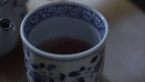 the most popular drunk beverage in kyoto, japan is tea and it is part of the japanese food culture- close up shot