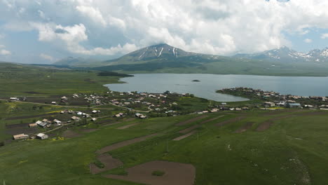 panorama of the georgian settlement nearby the shavnabada - extinct volcano