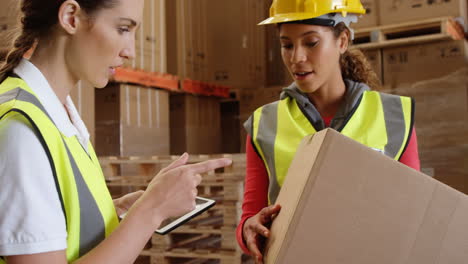 warehouse workers working together