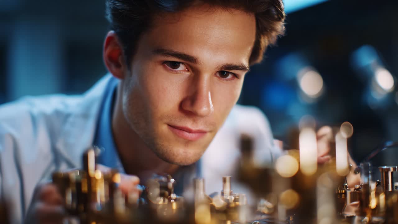 Focused Researcher Examining Intricate Laboratory Equipment and Instruments, Capturing the Essence of Scientific Discovery and Innovation in a Modern Research Environment