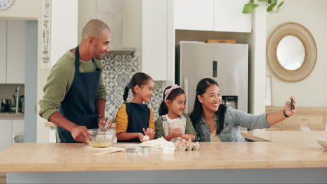 Selfie,-cooking-and-smile-with-family-in-kitchen