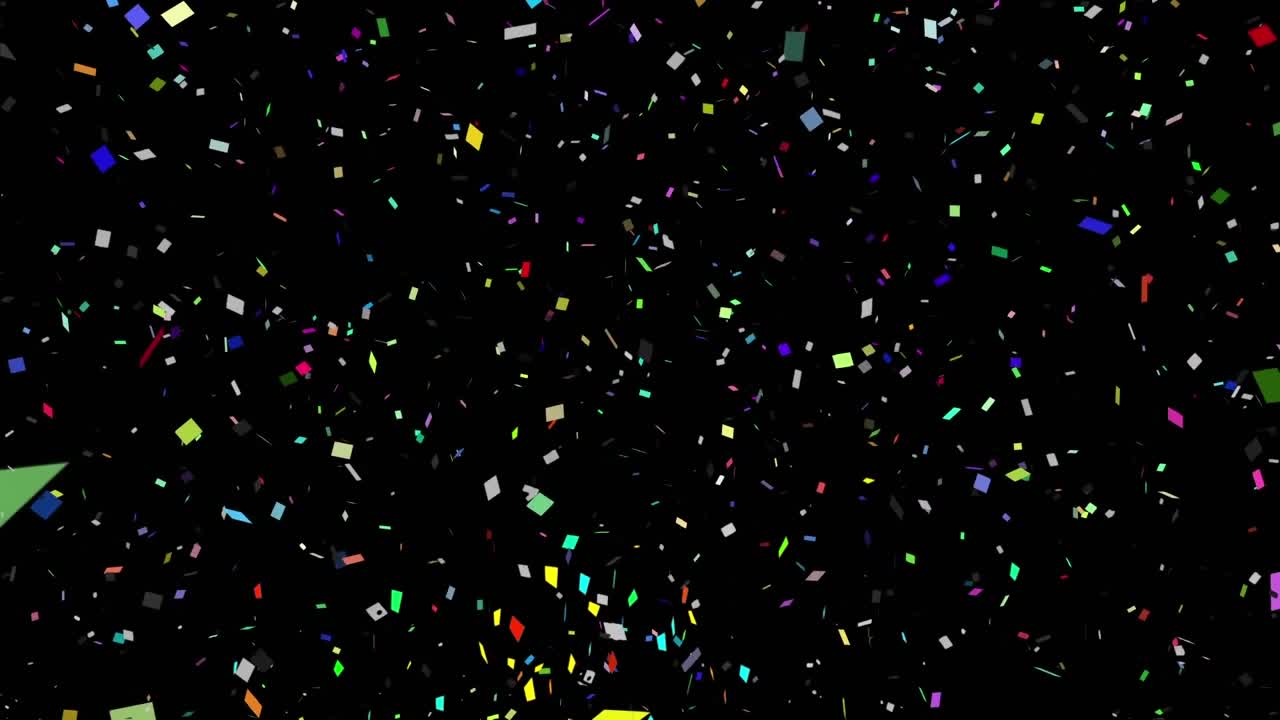 Animazione di coriandoli che cadono su sfondo nero