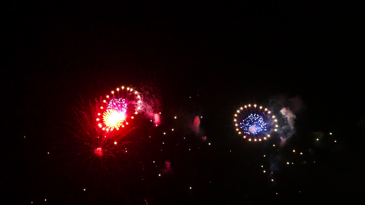 Beautiful celebration abstract colorful firework display at night background