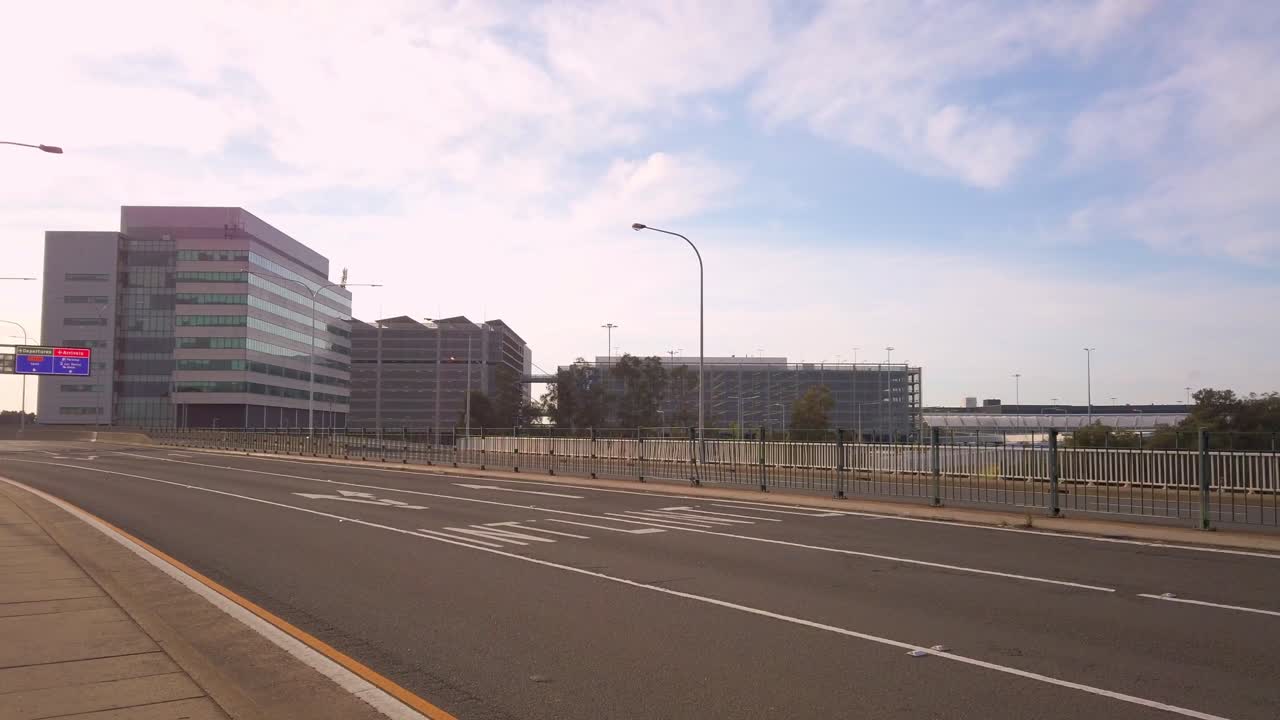 Highway Entrance of Sydney International Airport, also known as Kingsford Smith Airport or Mascot Airport affected by Coronavirus COVID-19 Pandemic Lockdown. Australia