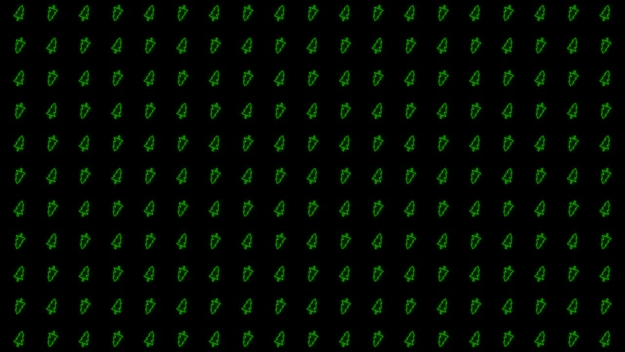 빛나는 녹색과 검은색의 크리스마스 트리 타일 배경 애니메이션 패턴