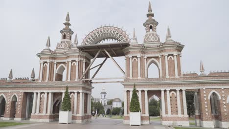 ornamental brick gate in a park