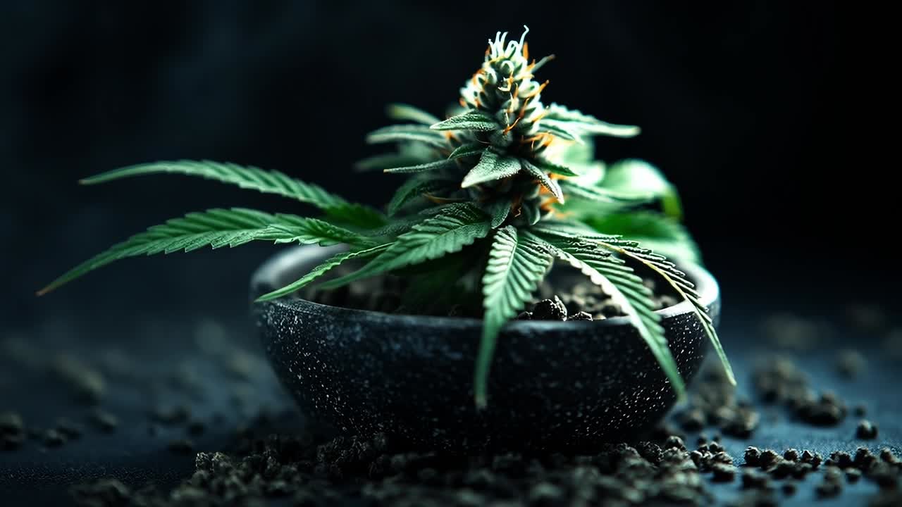 Marijuana Plant in a Bowl