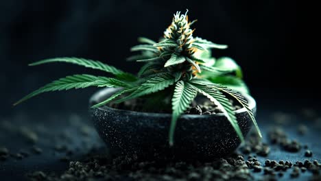 marijuana plant in a bowl