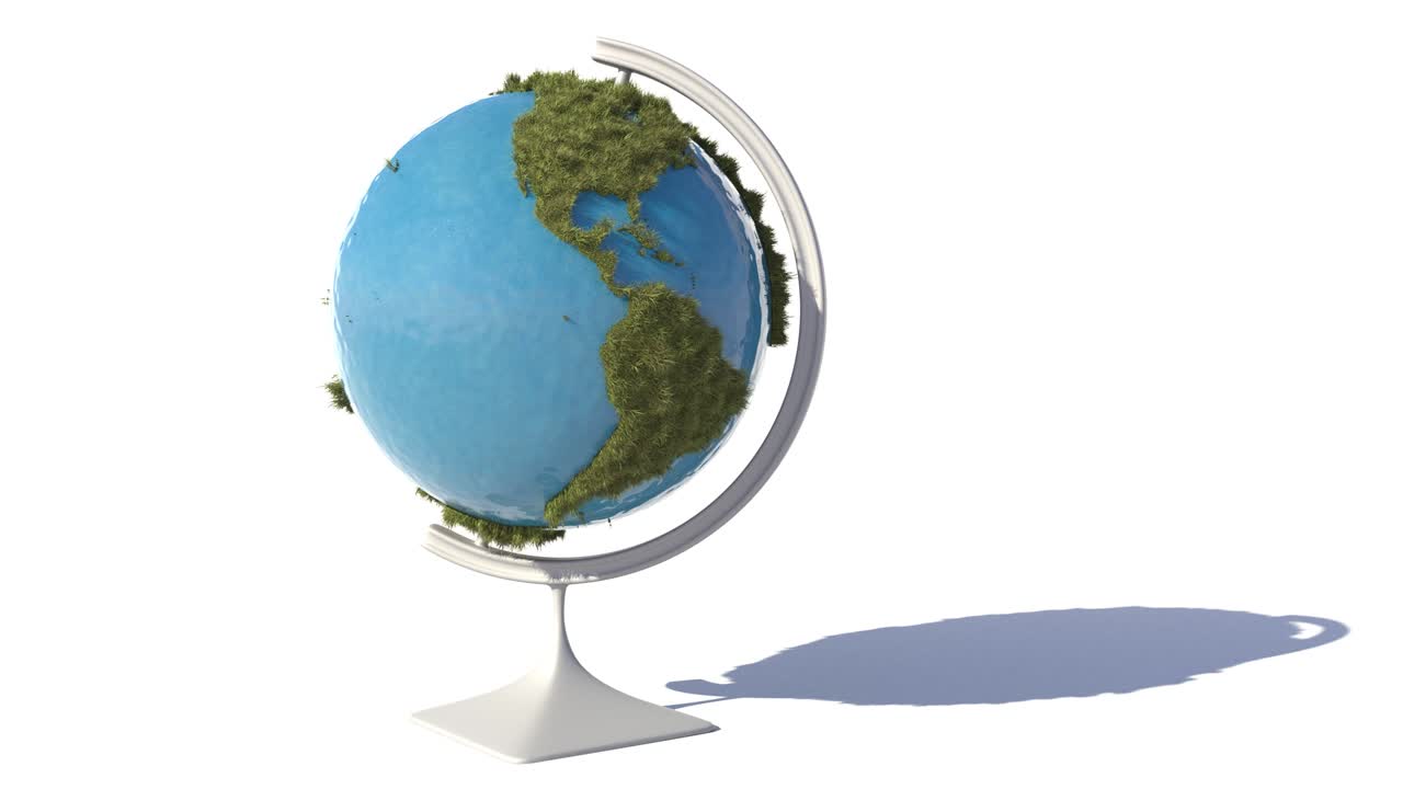 tierra de hierba giratoria. bucle sin costuras, 600 fotogramas con canal alfa. animación en 3d.