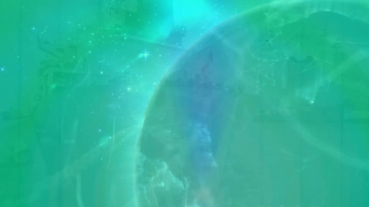 창고 위에 회전하는 지구와 연결 네트워크의 애니메이션