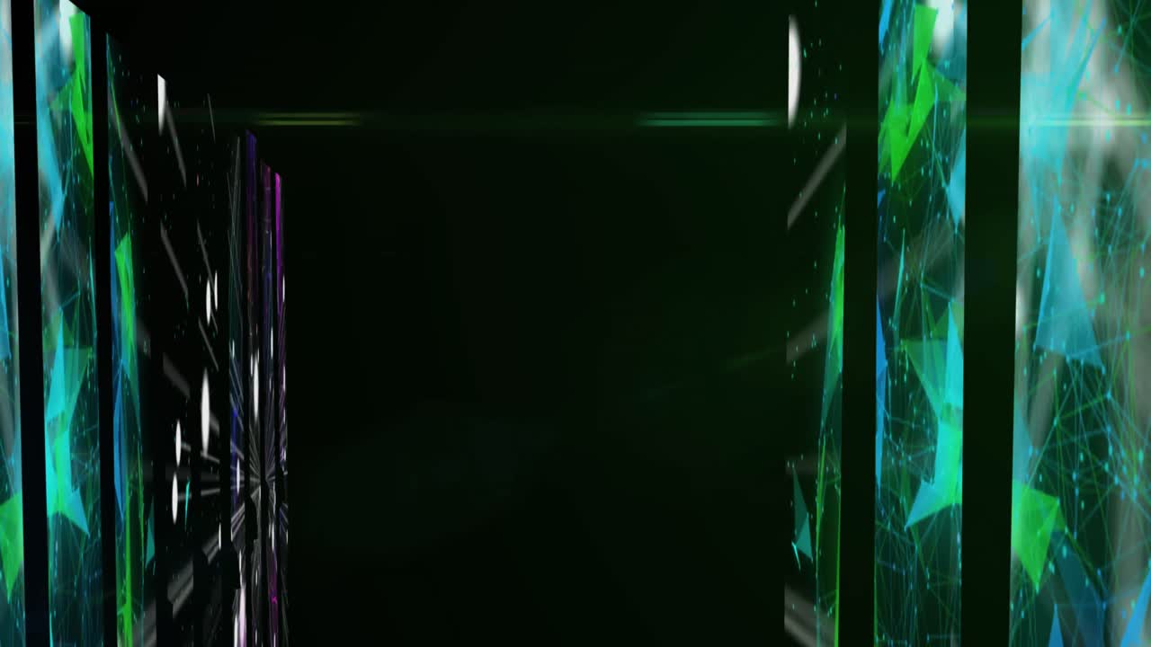 animación del procesamiento de datos sobre formas sobre fondo verde