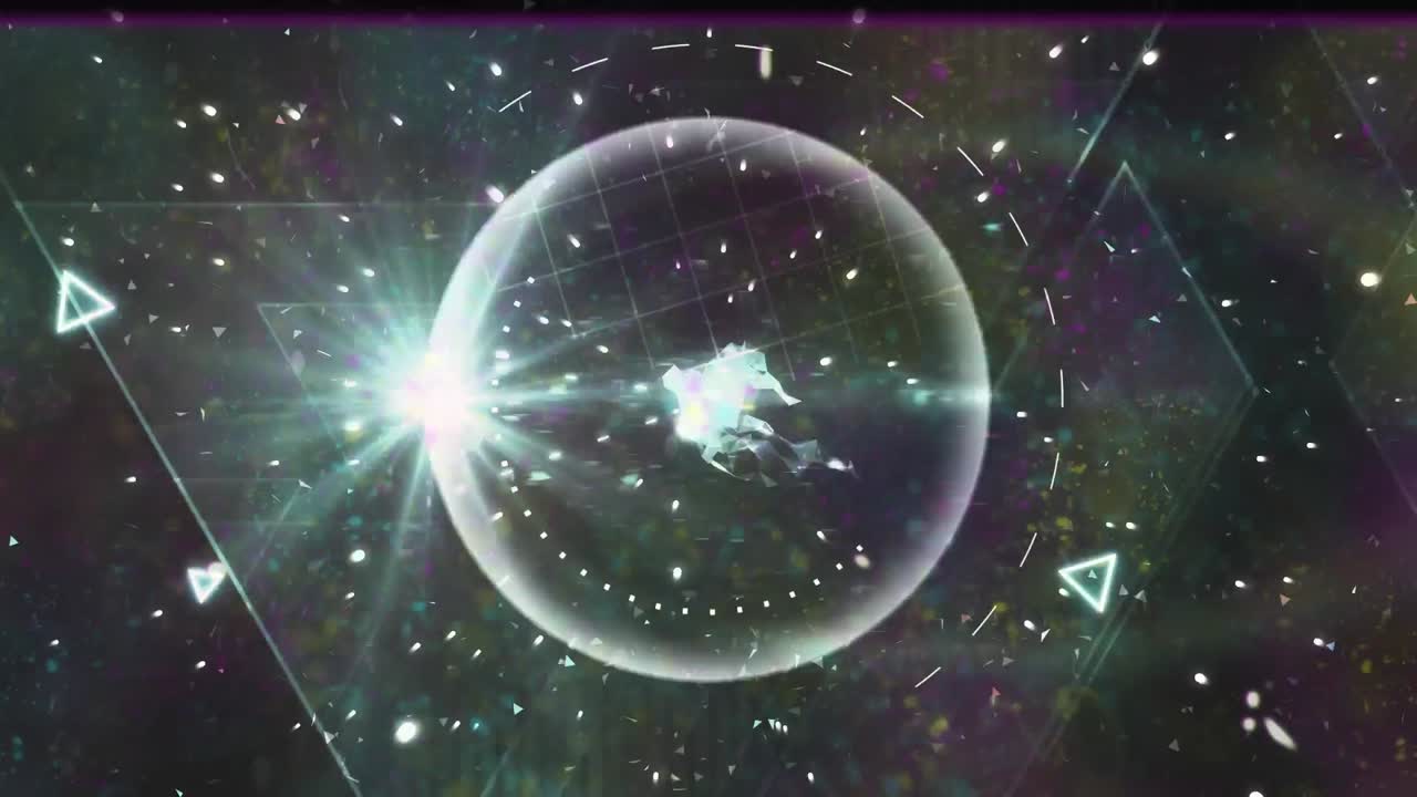 animación de la pantalla con fallas y formas y redes brillantes